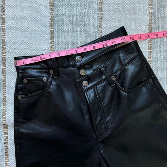 Agolde Recycled Leather Broken Waistband Straight Leg Pants in Detox Women’s 24 - Picture 5 of 10